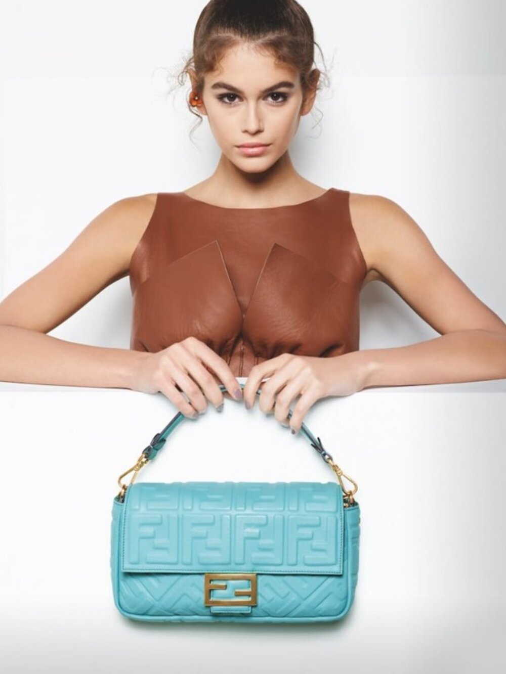 Fendi Nappa Baguette FF 1974 Embossed Leather Bag -campaign color-